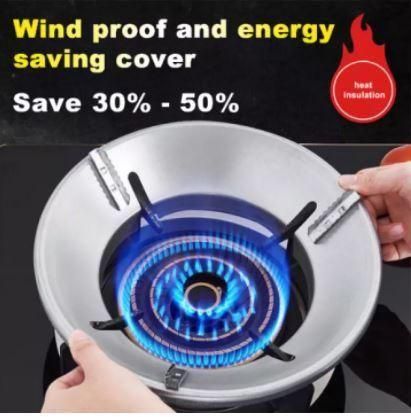 Gas Stove Cover Disk-Windshield Bracket Gas Stove Energy Saving Cover Disk Fire Reflection Windproof Stand(Pack of 1)